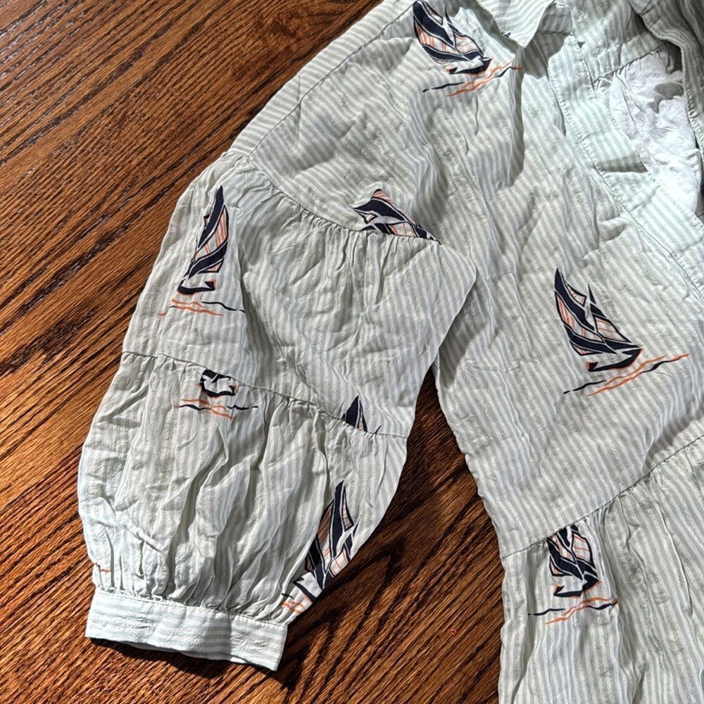 The Carolita Printed Tiered Shirt Dress By Anthropologie SailBoat - Picture 6 of 9